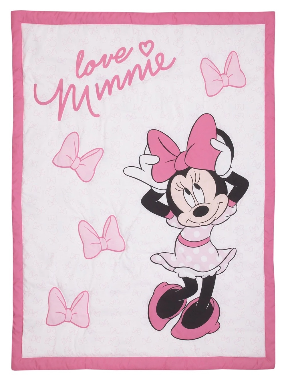 Disney Minnie Mouse 3 pc Pink Love Minnie Toddler Bedding Set Comforter Sheets
